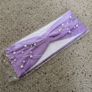 Purple Headband with Pearls